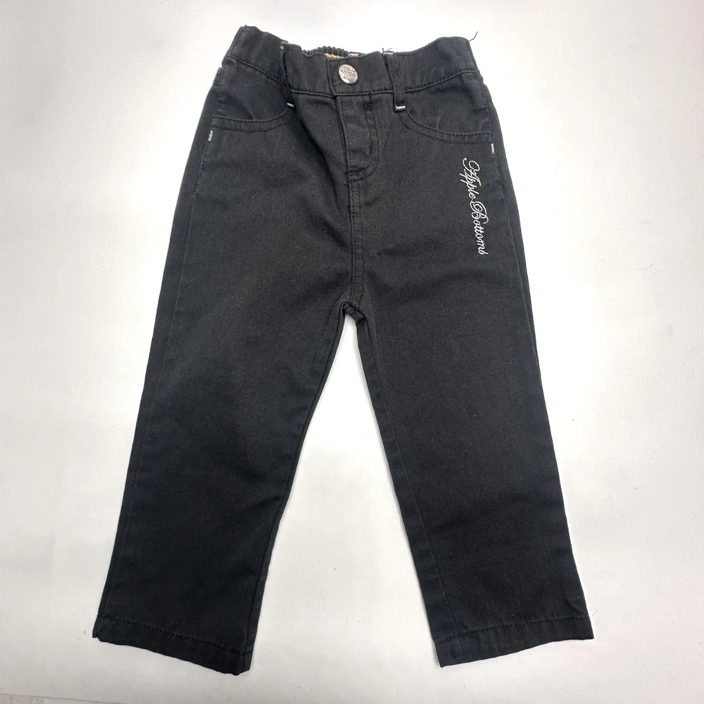 Vintage Apple Bottoms Toddler Girls Black Jeans size 28 months (KA)